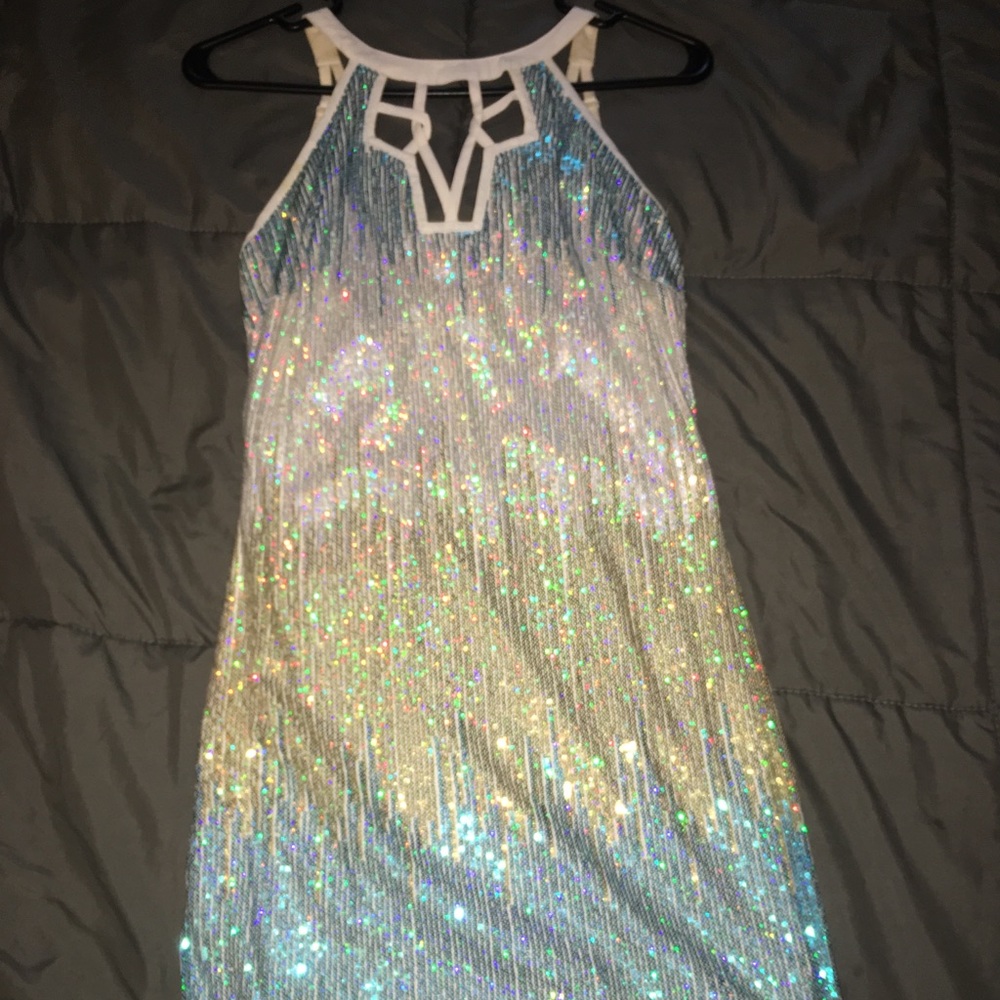 Sparkle ombré gold to blue dress